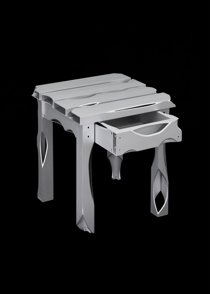 Soft Baroque – Carved Alu side table